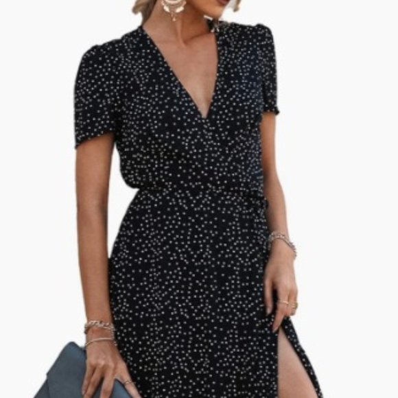 Polka Dot Maxi Wrap Dress, Size XL - Picture 1 of 3